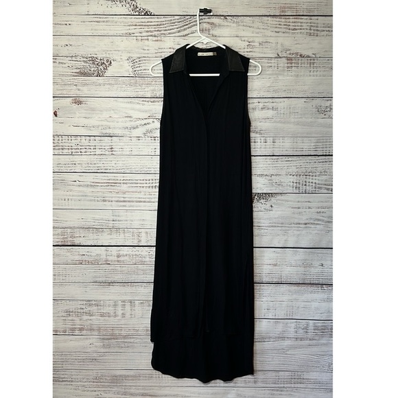 Alice + Olivia Kali TShirt Style Dress Lamb Leather Collar Small - Picture 3 of 17